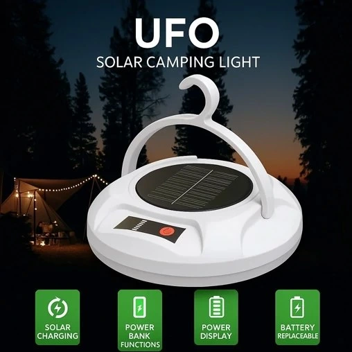 چراغ آویز چادر UFO دی پی گاد DP-K6-140: شارژی، خورشیدی، ۱۰۰ وات پرنور
